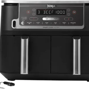 مقلاة هوائية ثنائية من فودي [f451uk ] بدرجين و6 وظائف طهي نينجا ، 9.5 ليتر اسود 2400 وات