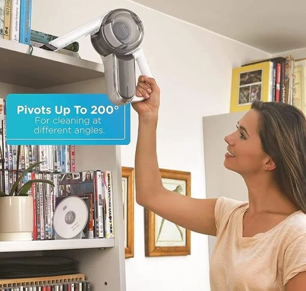 مكنسة كهربائية محمولة بسعة 440 مل – 14.4 فولت وفوهة قابلة للدوران حتى 200 درجة للوصول الى المساحات الضيقة من اي زاوية بلاك + ديكر pv1420l b5 أبيض مكنسة كهربائية محمولة بسعة 440 مل – 14.4 فولت وفوهة قابلة للدوران حتى 200 درجة للوصول الى المساحات الضيقة من اي زاوية بلاك + ديكر pv1420l b5 أبيض