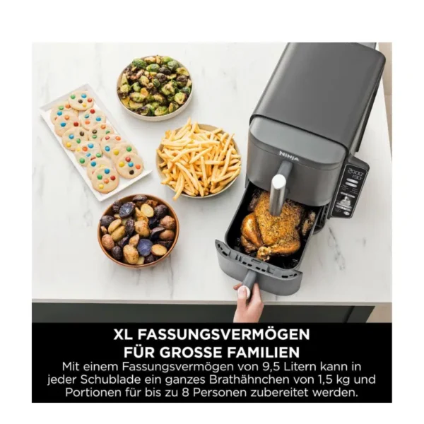 ninja مقلاة هوائية نينجا مزدوجة السعة 9.5 لتر sl400me ninja مقلاة هوائية نينجا مزدوجة السعة 9.5 لتر sl400me